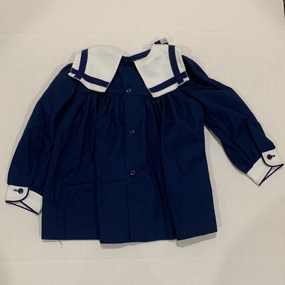 Charming Navy Sailor Dress with White‎ Trim - Picture 4 of 6